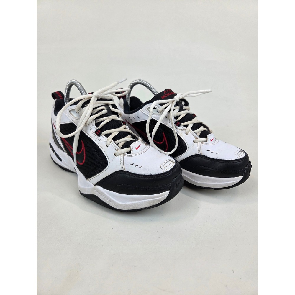Nike Air Monarch IV White Black Red 4E Wide Sneakers‎ 416355-101 Womens 7.5